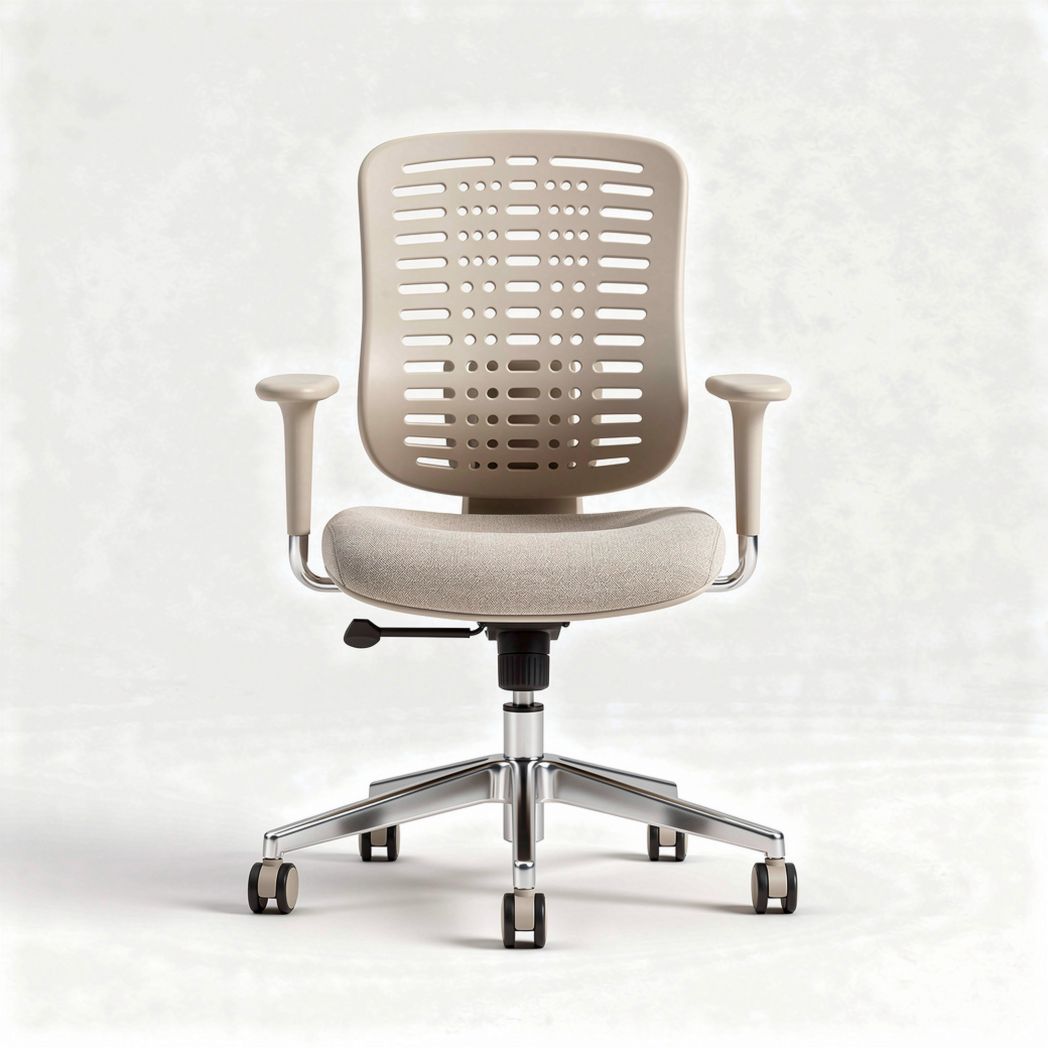 Mesh office chair with adjustable height and ergonomic lumbar support beige color 45 x 55 x 90cm