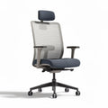 Mesh office chair with adjustable headrest and ergonomic design gray blue 50 x 60 x 110cm