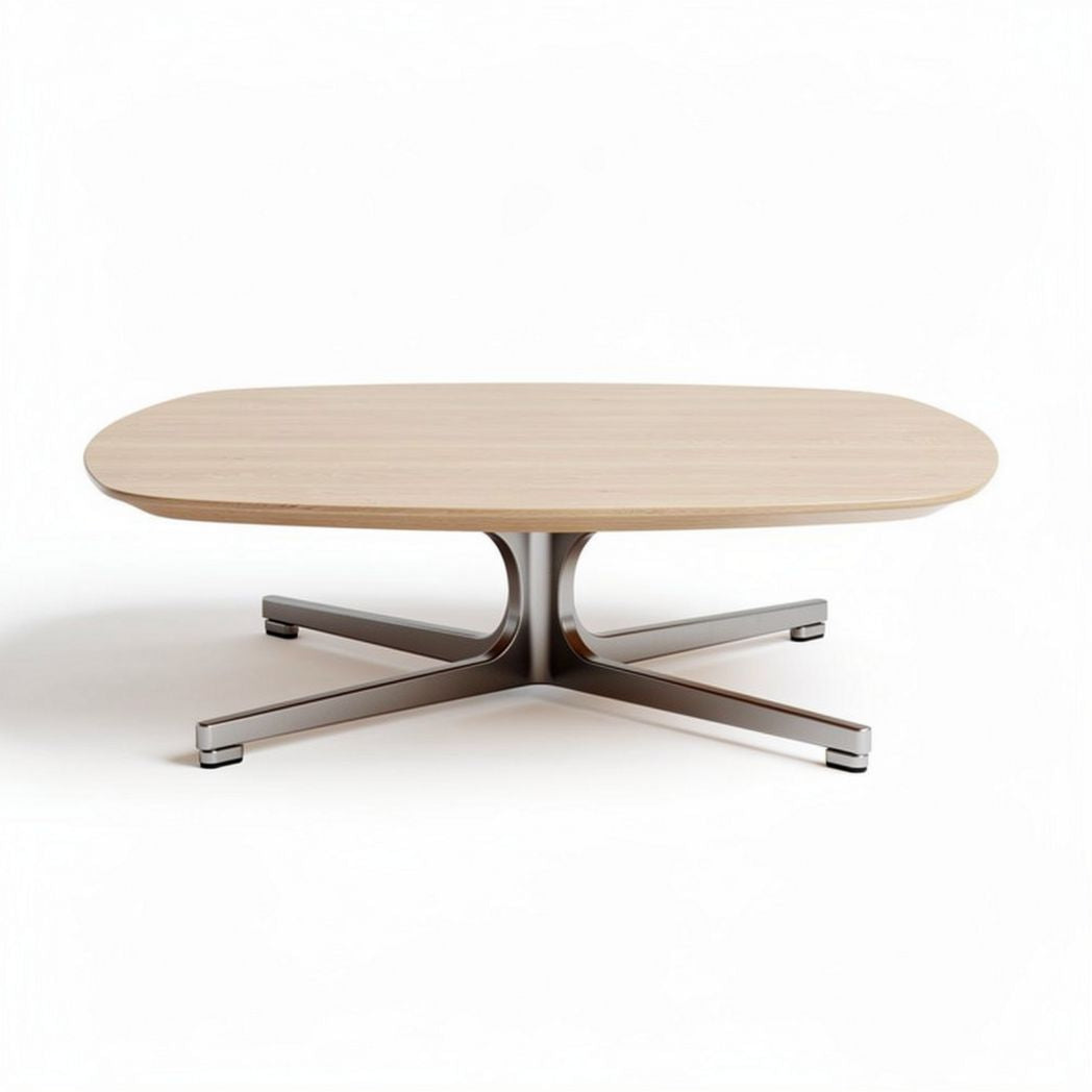 Wood coffee table with metal base in natural finish 150 x 90 x 45cm