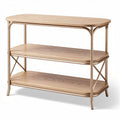 Oval wood and metal console table with two shelves 120 x 40 x 70cm