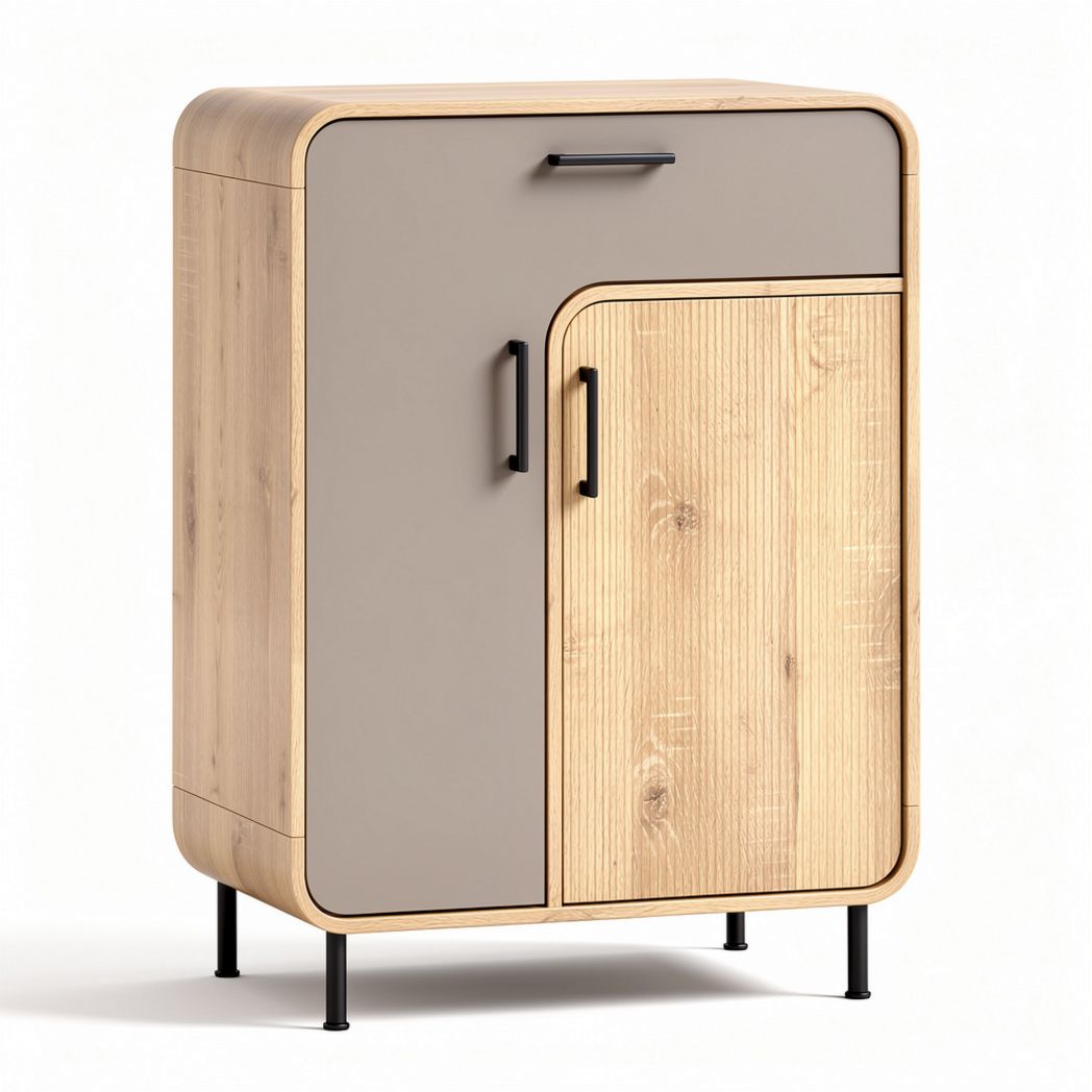 Wooden cabinet with storage space and metal legs 80 x 50 x 90cm