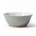 Ceramic serving bowl with bamboo base 20 x 20 x 10cm gray color