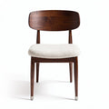 Wooden dining chair with upholstered seat in cream color 45 x 45 x 85cm