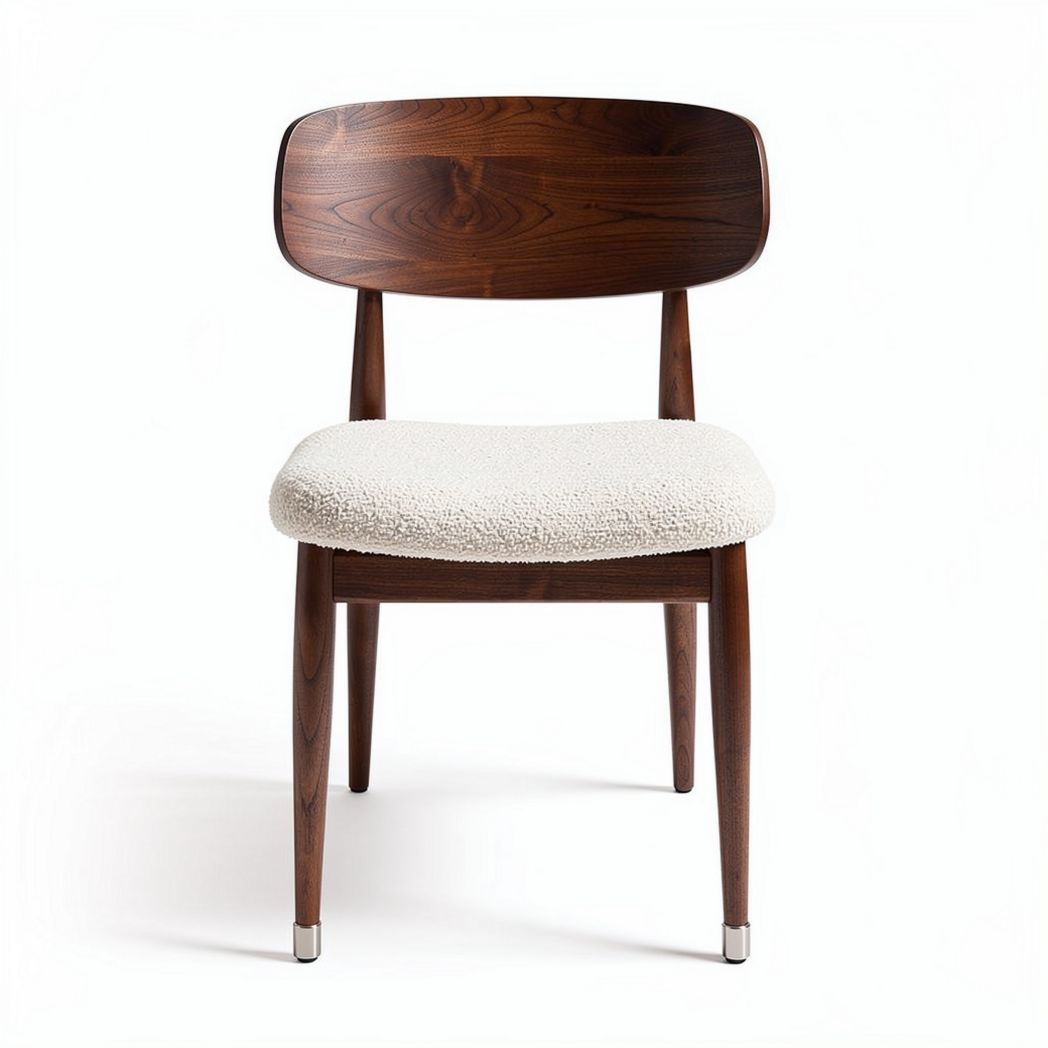 Wooden dining chair with upholstered seat in cream color 45 x 45 x 85cm
