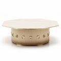 Octagonal coffee table with textured gold base and wood top 80 x 80 x 30cm