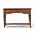 Wood console table with two drawers and lower shelf 80 x 35 x 75cm brown