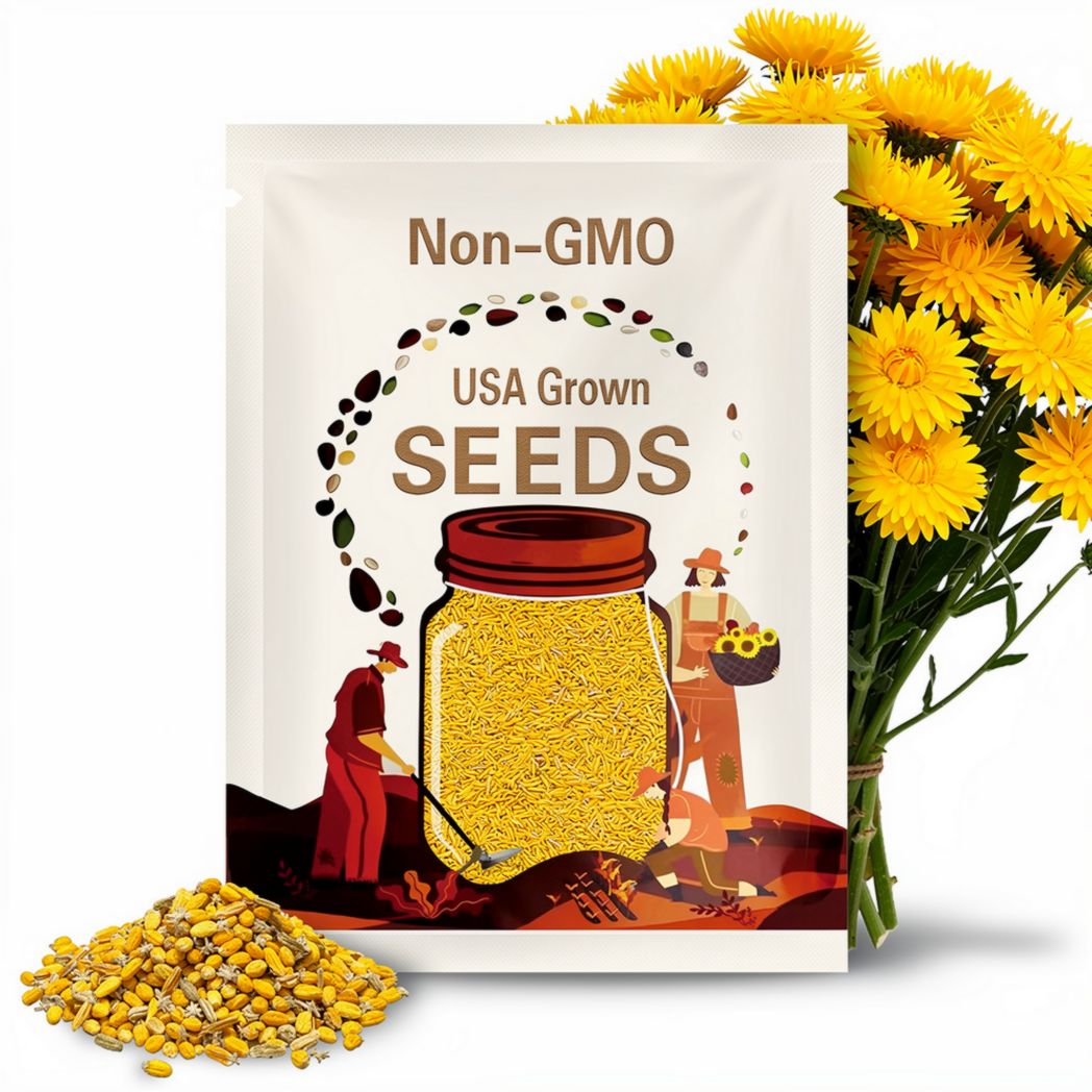 Yellow Strawflower Seeds - Grow Beautiful Flowers Indoors, Outdoors, In Pots, Grow Beds, Soil, Hydroponics & Aquaponics
