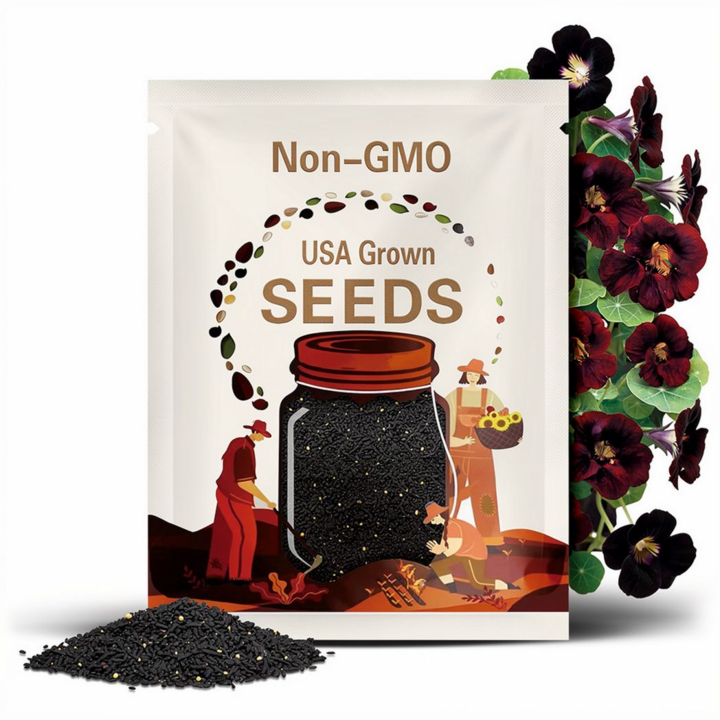 Black Velvet Nasturtium Seeds | Tropaeolum Minus | Non-GMO | Flower Seeds | Seed Store | 1296