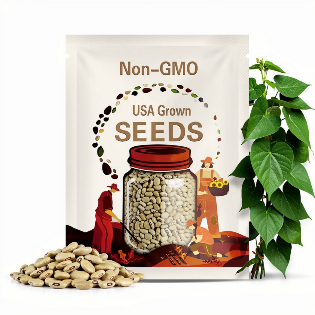 Lima Beans Seeds - Organic, Heirloom, Open Pollinated, Non GMO - Grow Indoors, Outdoors, In Pots, Grow Beds, Soil, Hydroponics & Aquaponics