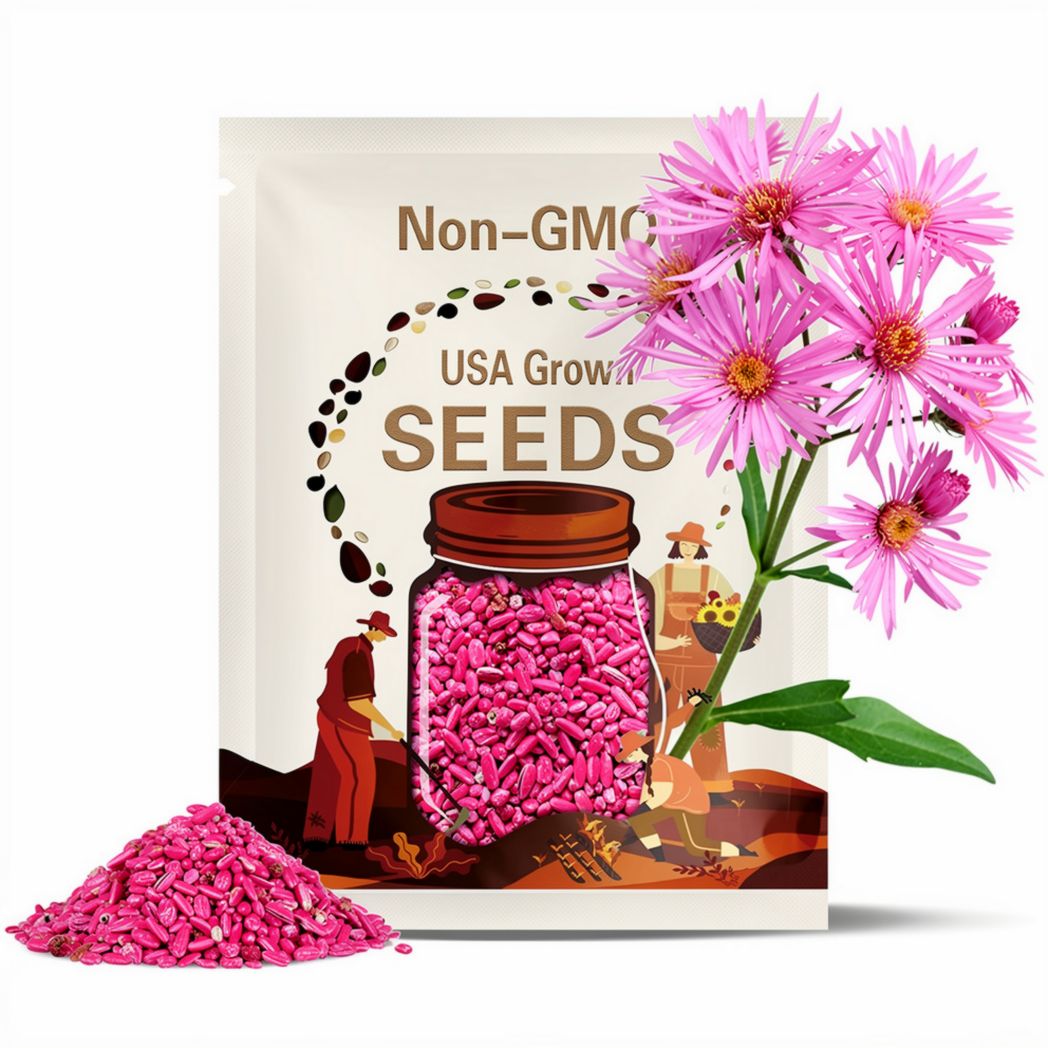 Pink Vibtant Dome Aster Seeds – 100 Count | Late-Season Perennial for Pollinators