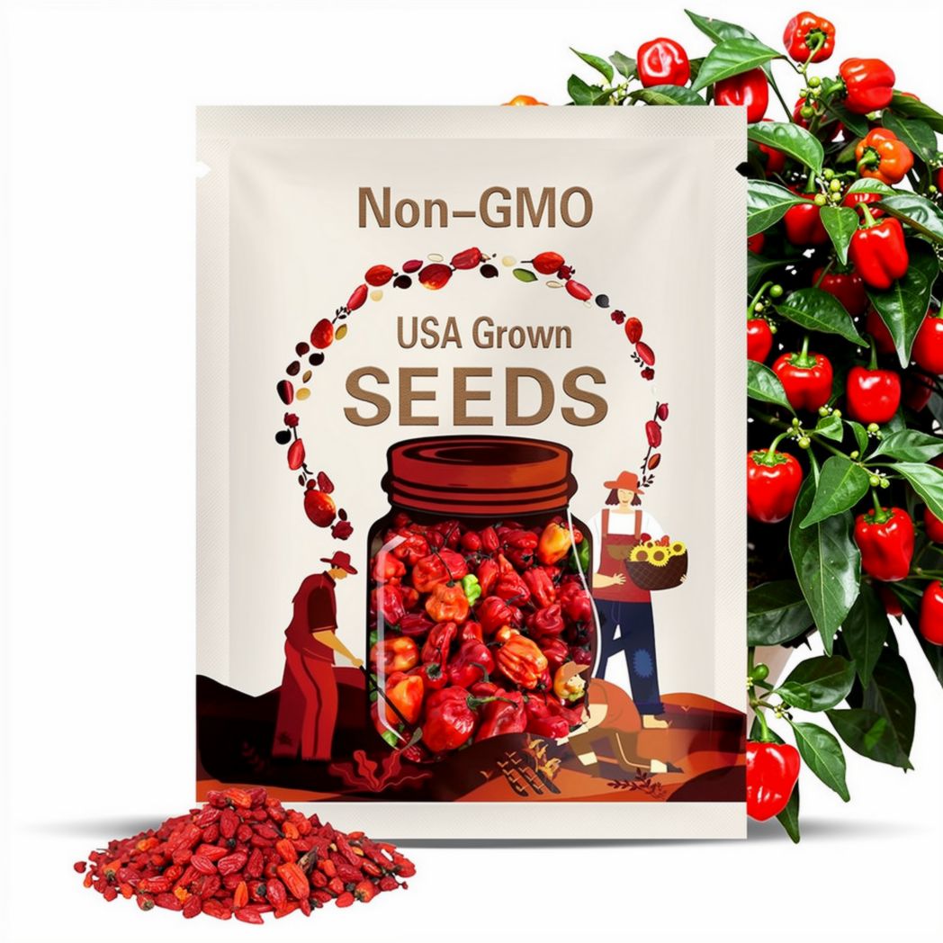 Red Scotch Bonnet Pepper Seeds | Heirloom - Non-GMO | Capsicum Annuum | Vegetable Seeds | Seed Store | 1007