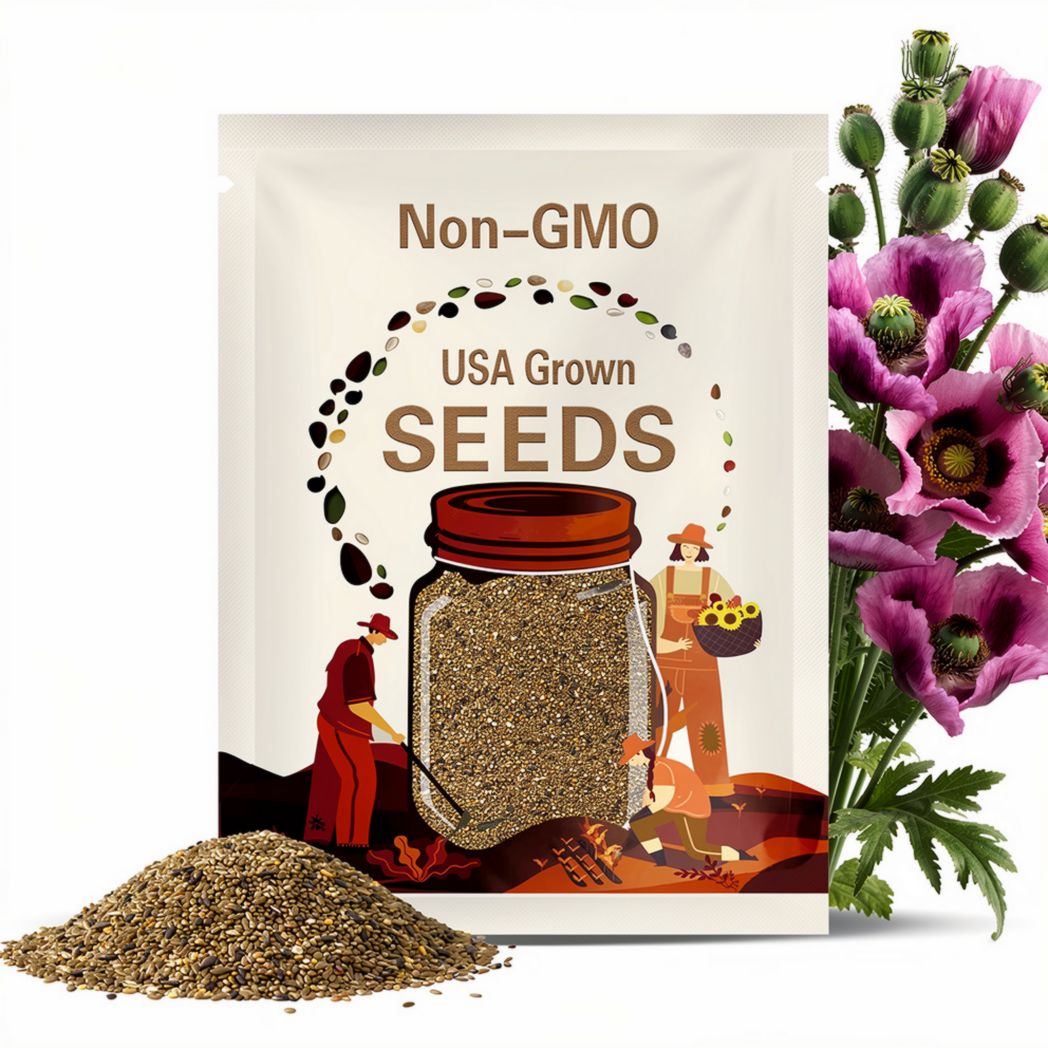 Giant Hungarian Breadseed Poppy Seeds: Lilac Blooms, Culinary Grade