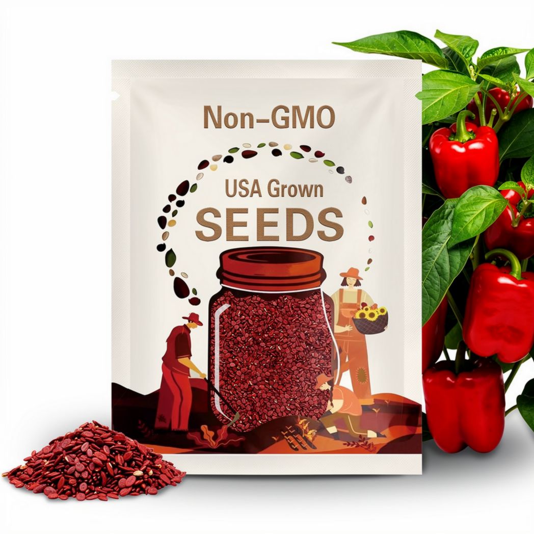 Big Red Sweet Pepper Seeds for Planting NON-GMO Fresh Heirloom Garden Seeds