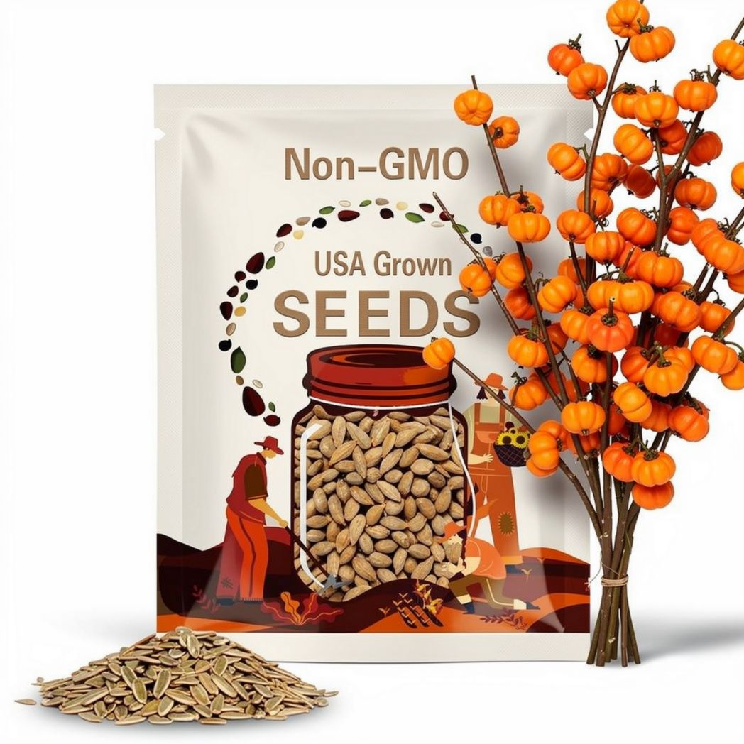 Pumpkin-on-a-stick (ornament) 50 seeds. Grown in USA. FREE SHIP.