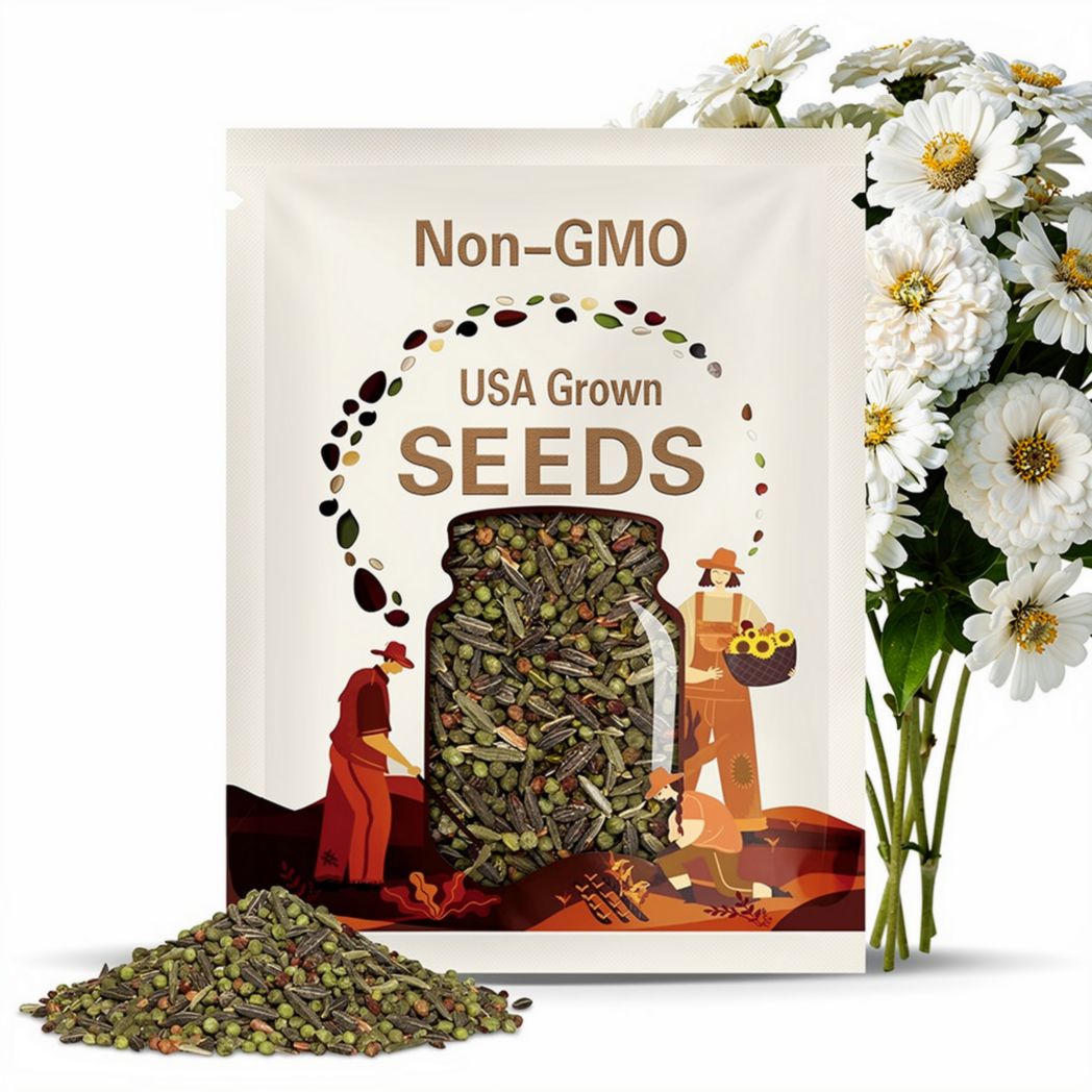 Polar Bear Zinnia Seeds: White Annual Flowers, Cut Flower Garden